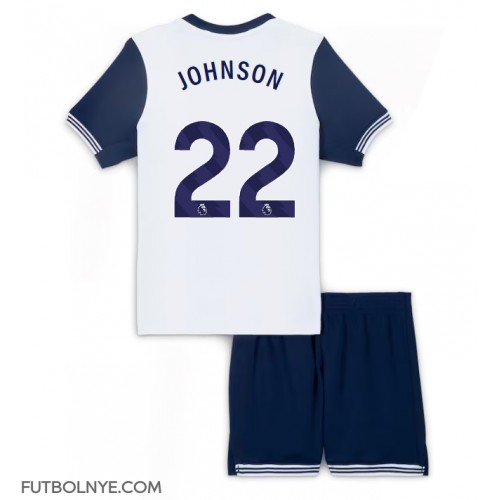 Camiseta Tottenham Hotspur Brennan Johnson #22 Primera Equipación para niños 2024-25 manga corta (+ pantalones cortos)